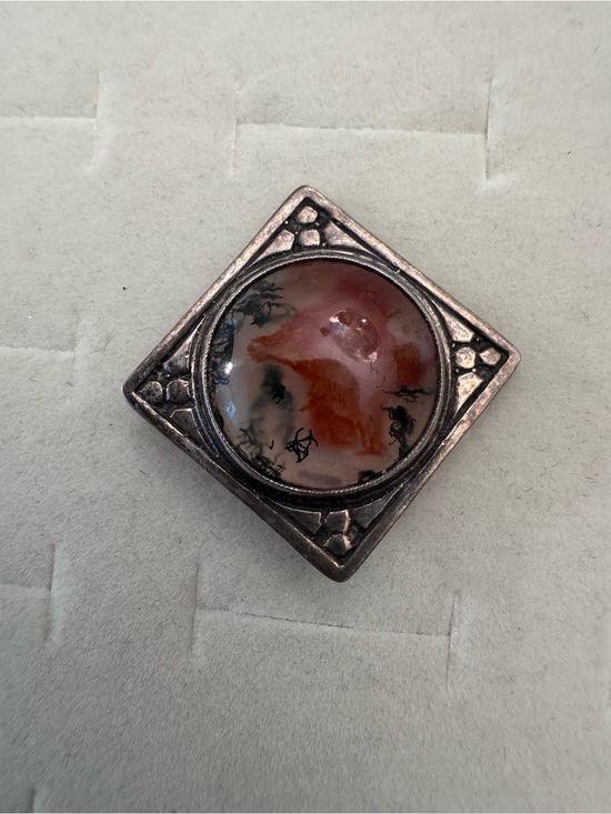 John Hart Jewelry - John Hart Iona Sterling Silver Scottish Moss Agate Brooch 1961 hallmarked